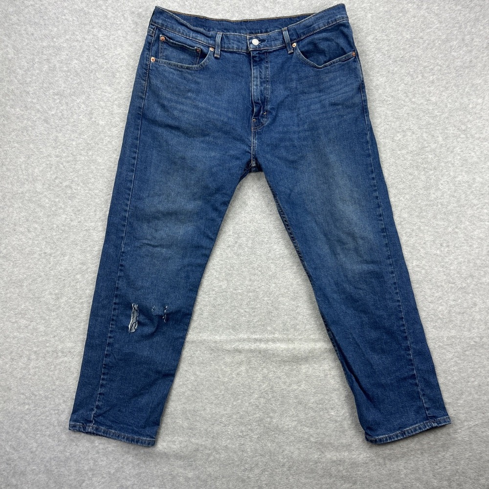 Levis 505 Jeans Mens 38x30 Blue Denim Pant Distressed Ripped Grunge Work Classic